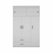 73" White Wood Three Door Two Drawer Combo Dresser