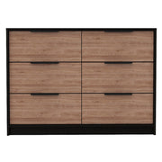 42" Brown And Black Wood Four Drawer Dresser