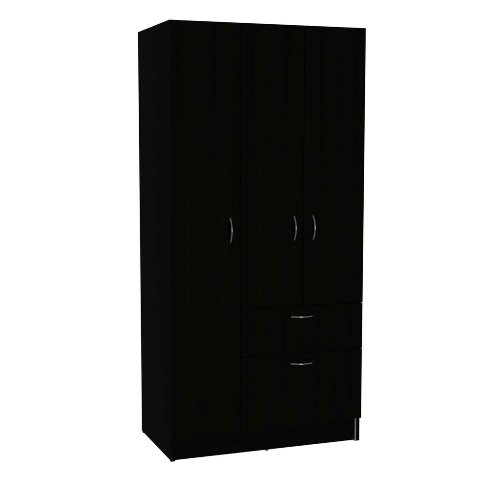 67" Black And White Wood Four Door Single Drawer Combo Dresser