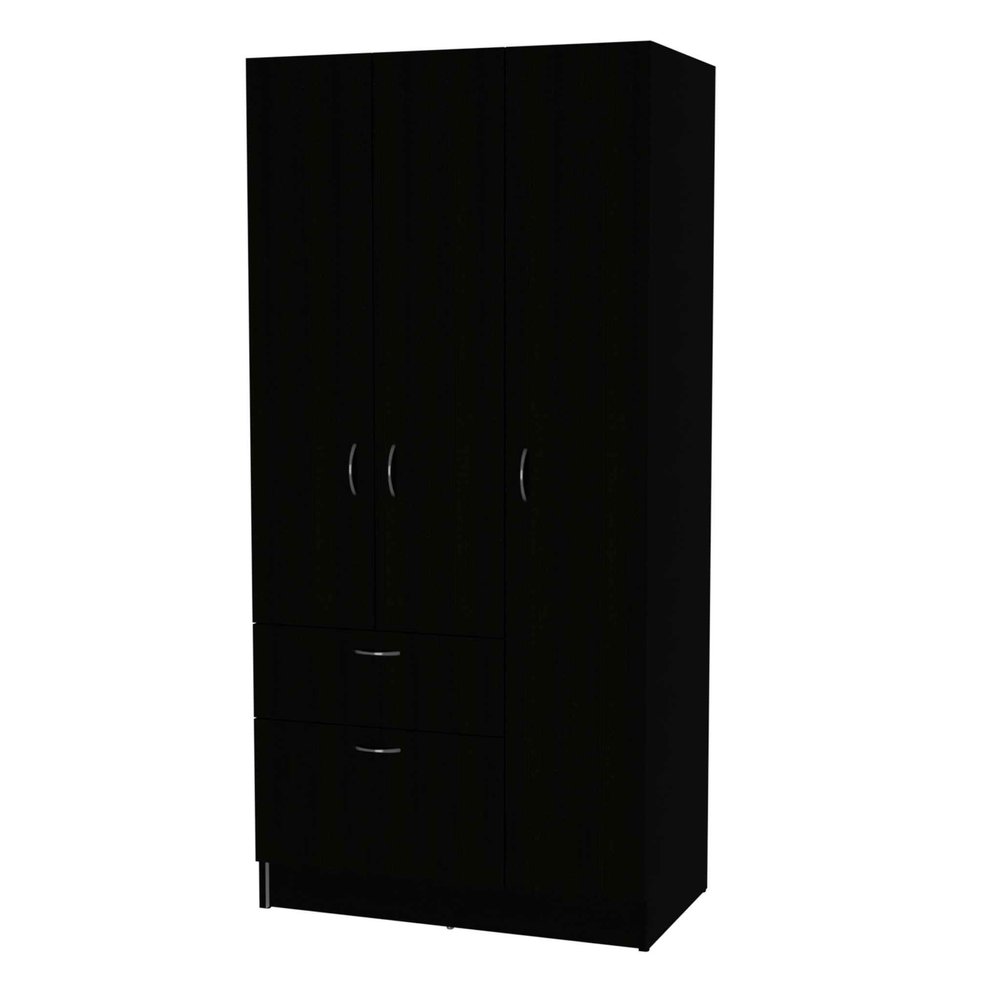 67" Black And White Wood Four Door Single Drawer Combo Dresser