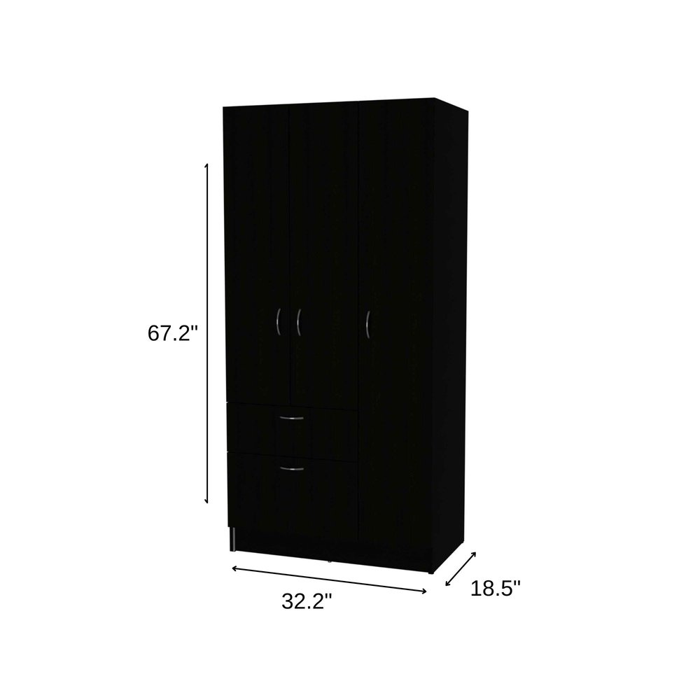67" Black And White Wood Four Door Single Drawer Combo Dresser
