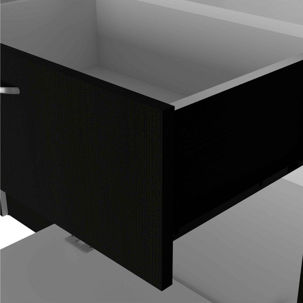 67" Black And White Wood Four Door Single Drawer Combo Dresser