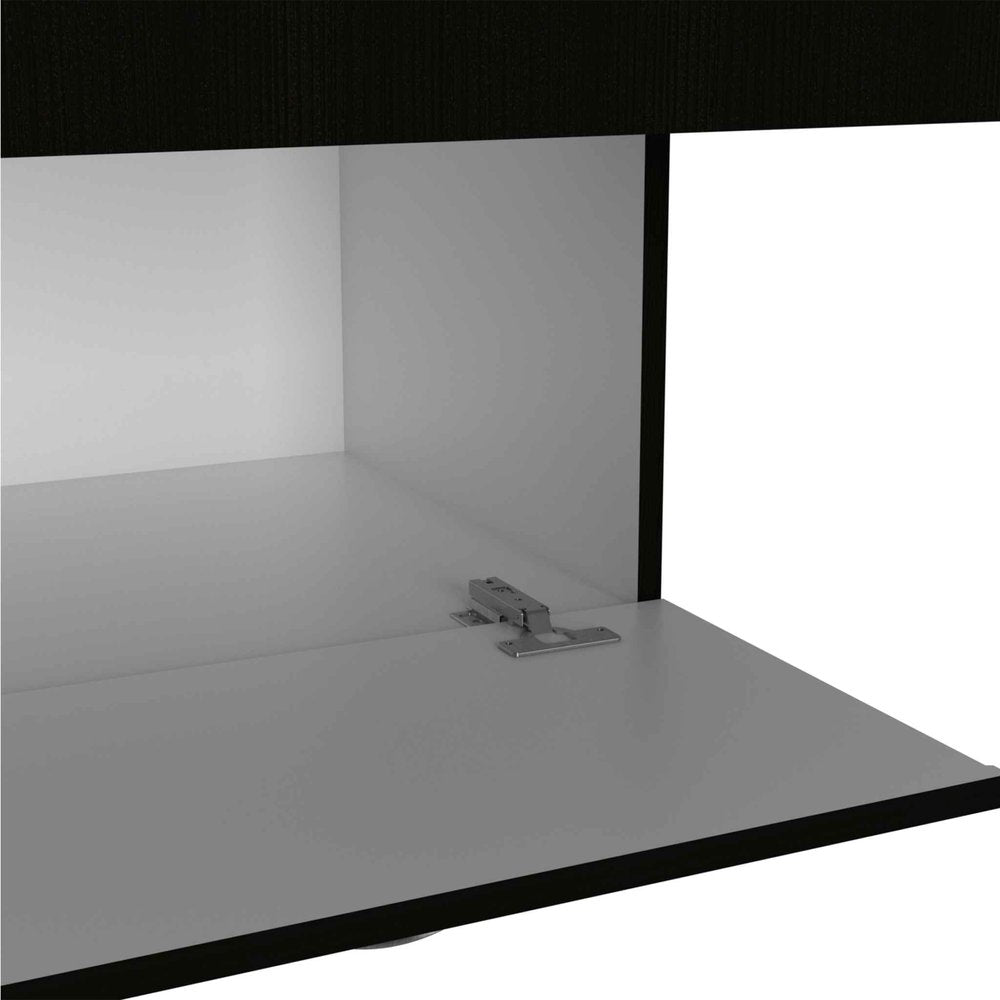 67" Black And White Wood Four Door Single Drawer Combo Dresser