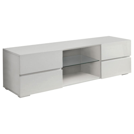 Glossy 4 Drawer TV Console - White