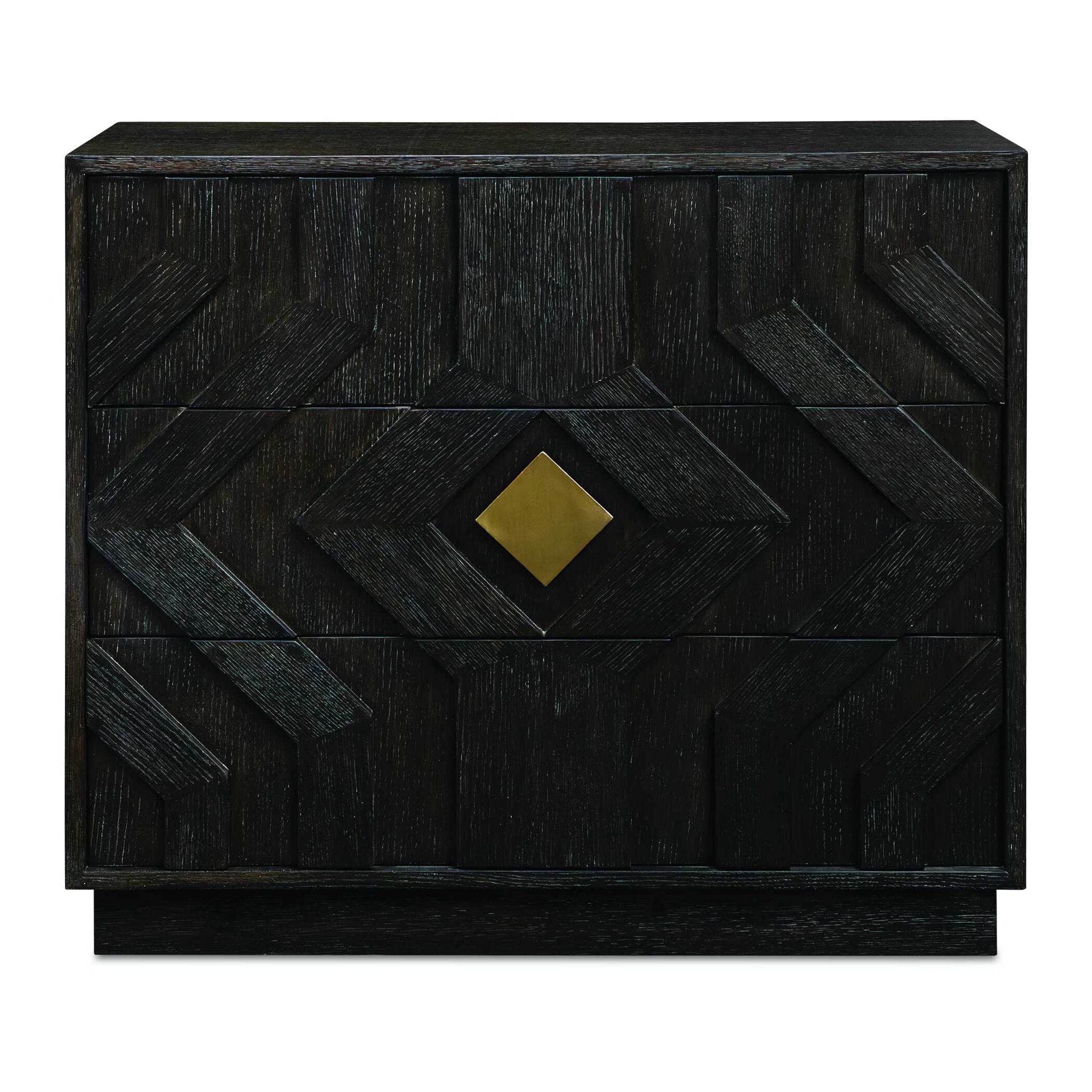 Faulkner - 3 Drawer Modern Chest - Black / Brass