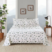 Flannel - 4 Piece Queen Sheet Set - Green Trees & Trucks