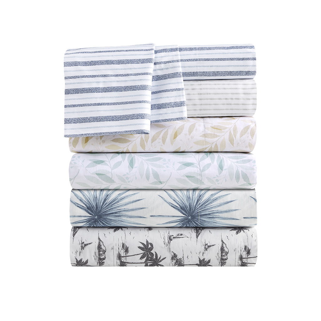 200 Thread Count Printed Cotton - King Sheet Set - Green Leaves