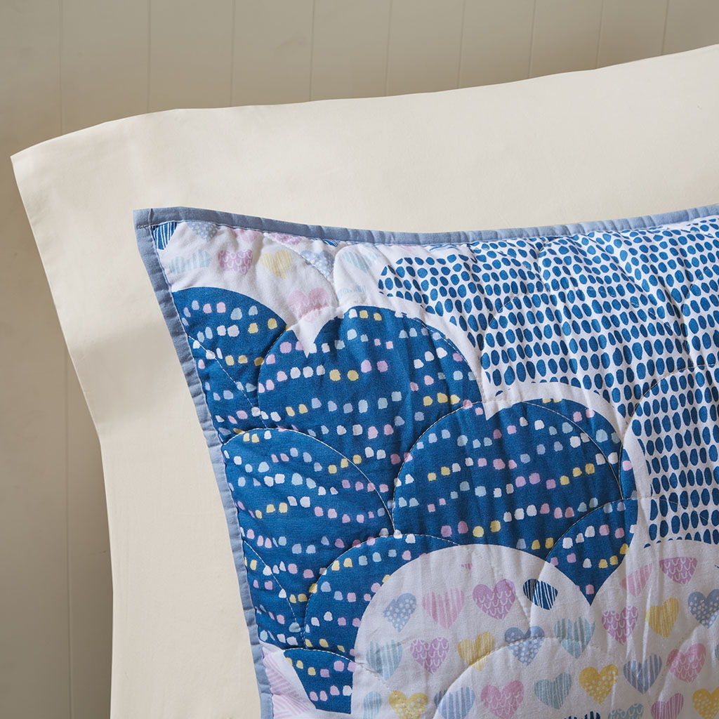 Cloud - Reversible Coverlet Cotton Set - Blue