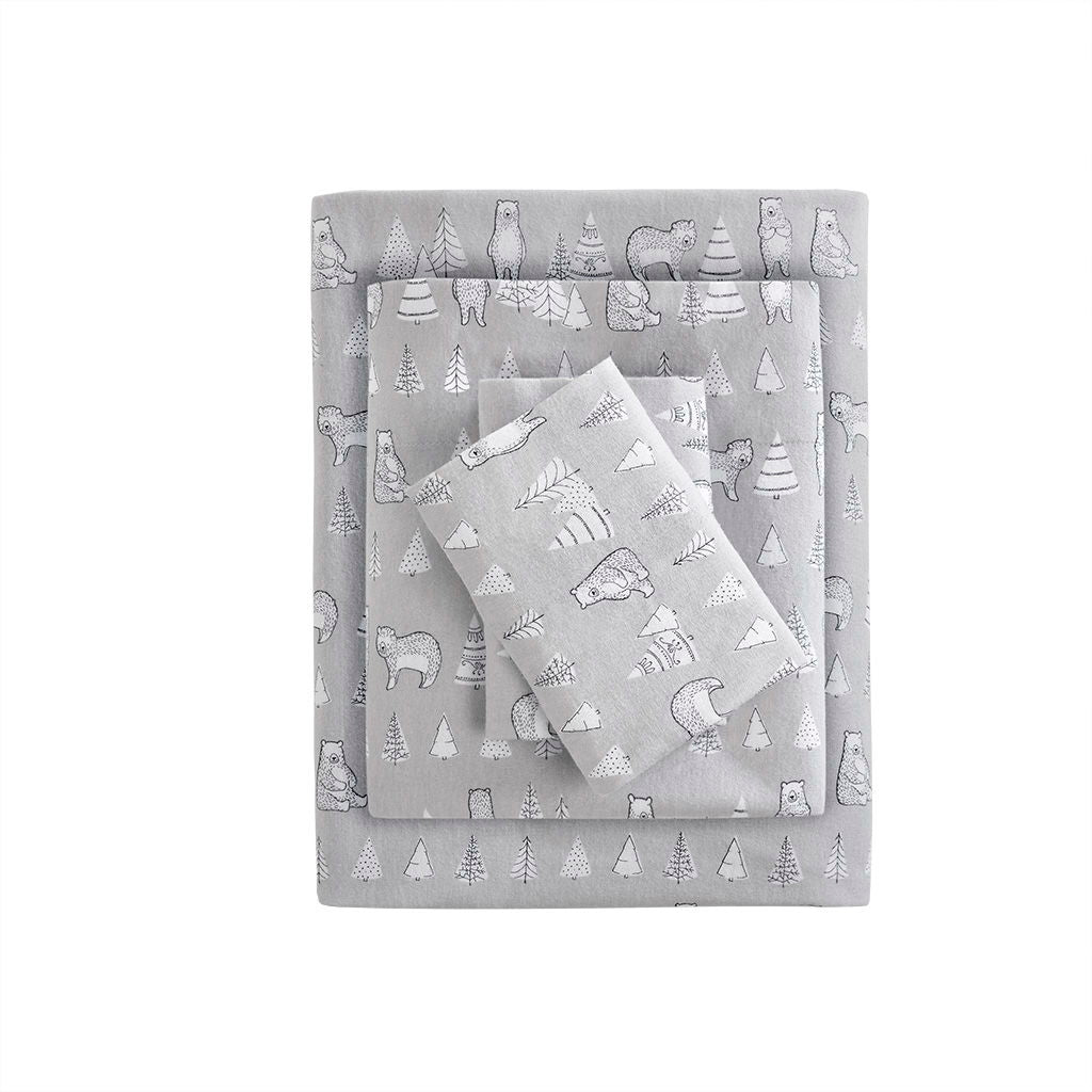 Cozy Flannel - Twin Printed Sheet Set - Bear