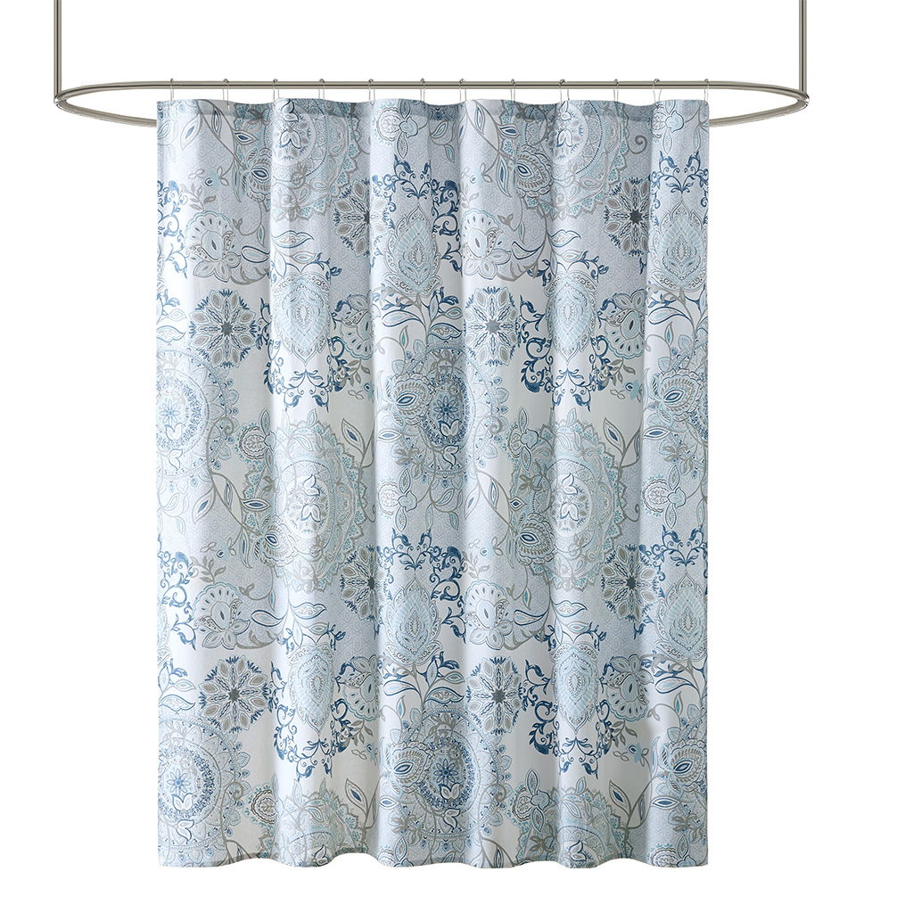 Isla - Printed Shower Curtain - Blue