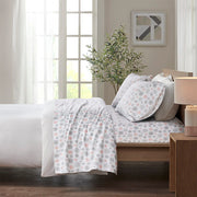 Cozy Flannel - Queen Sheet Set - Pink / Gray Snowflakes