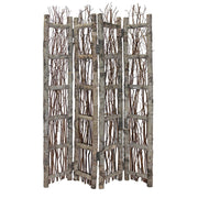 64" Brown Solid Wood Folding Four Panel Screen Room Divider
