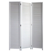 67" White Solid Wood Folding Three Panel Screen Room Divider