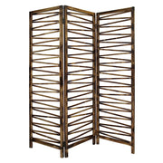 72" Brown Folding Three Panel Screen Room Divider