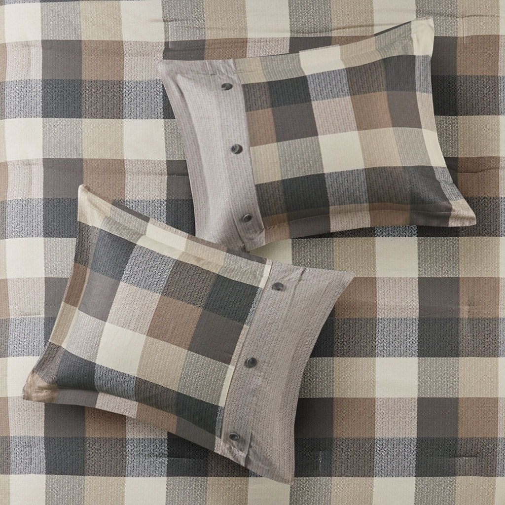 Ridge - Queen 7 Piece Herringbone Comforter Set - Neutral