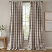 Anaheim - 50''x84" Plaid Rod Pocket And Back Tab Curtain Panel With Fleece Lining - Brown