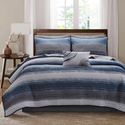 Saben - California King 8 Piece Quilt Set With Bed Sheets - Navy