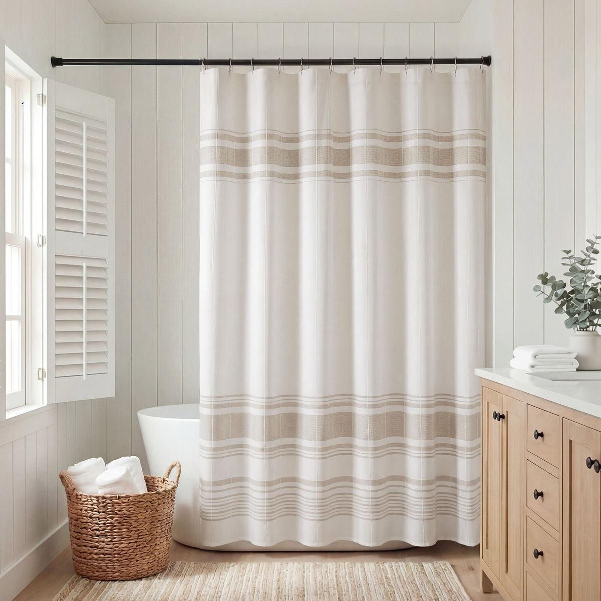Morgan - Shower Curtain - White / Gray