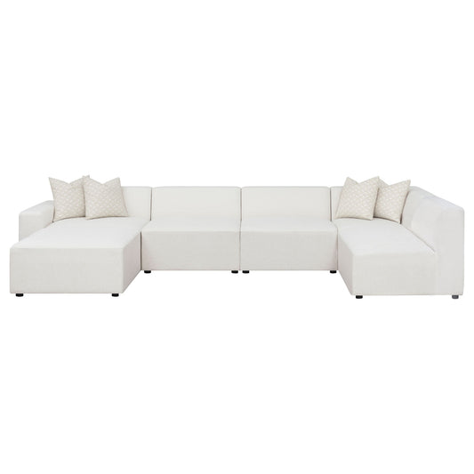 Marlowe - 6 Piece Tight Seat Modular Sectional - Ivory / White