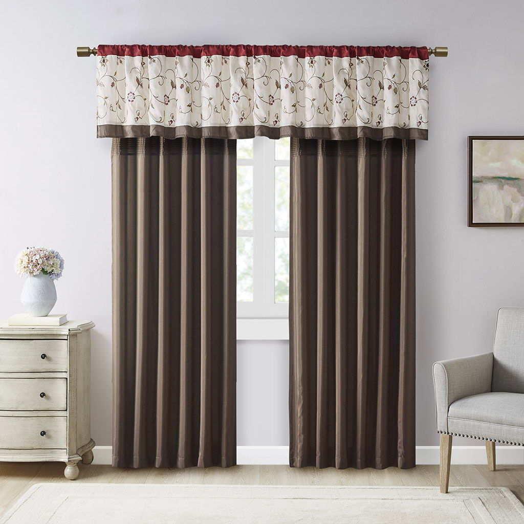 Serene - Embroidered Window Panel - Red