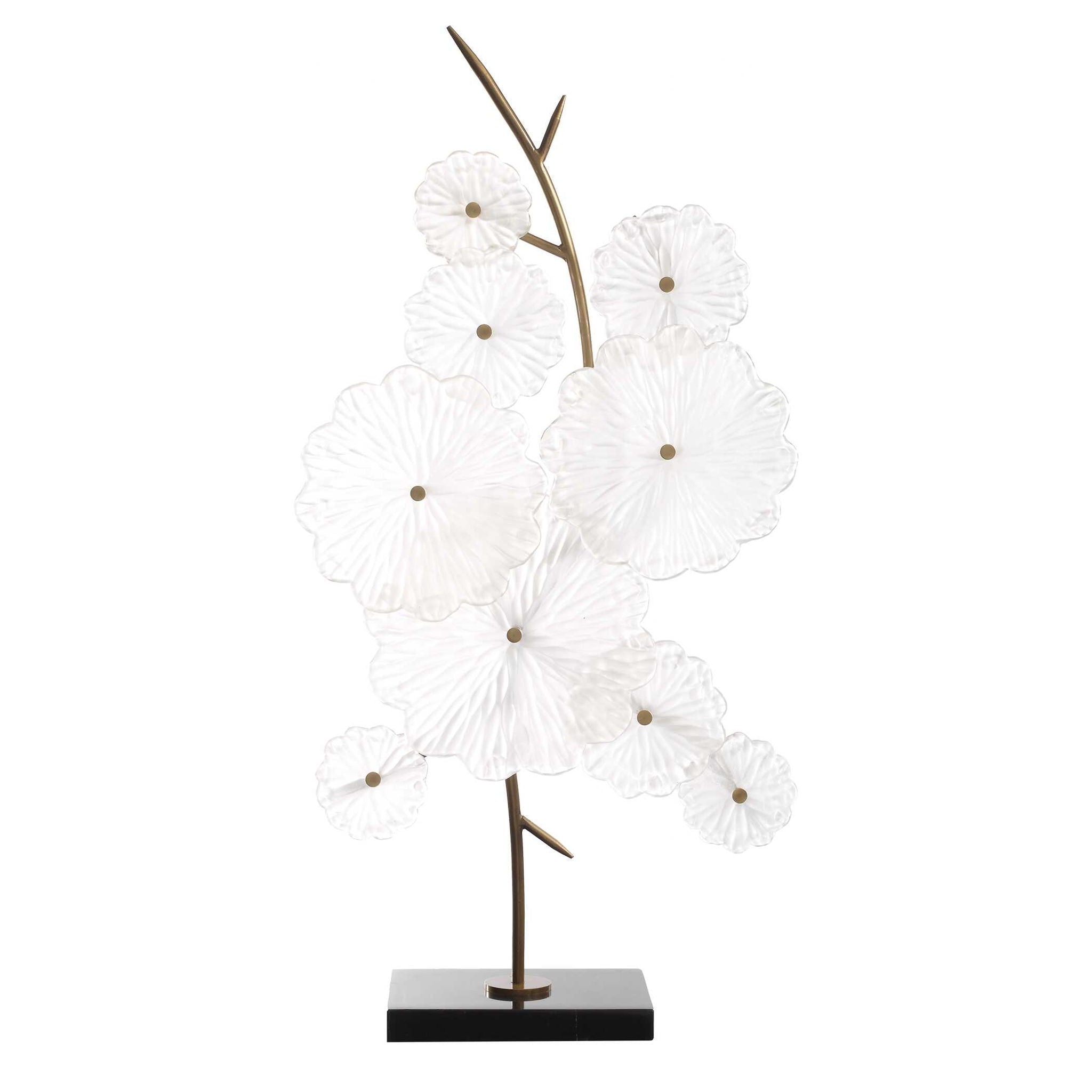 Glass - Garden Table Sculpture - Gold / White