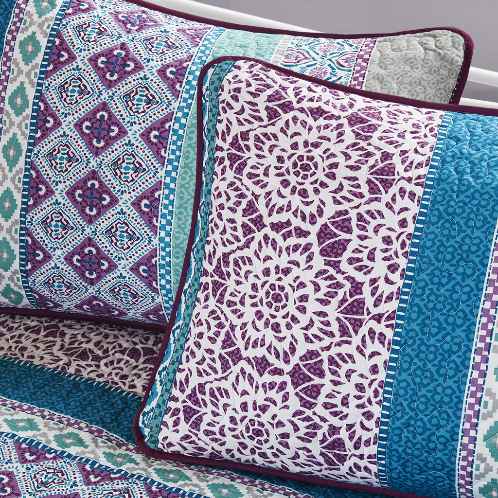 Joni - 6 Piece Boho Reversible Daybed Set - Purple