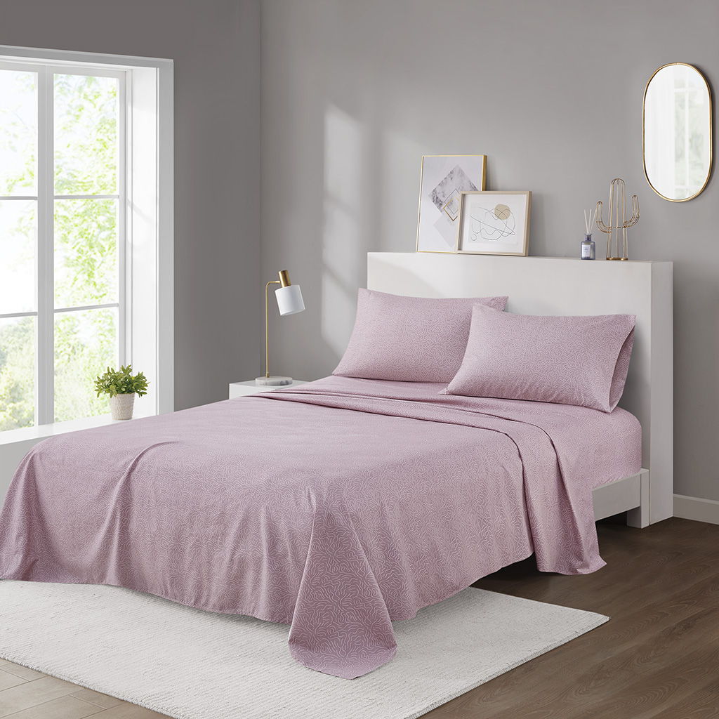 Printed Microfiber - Queen Sheet Set - Blush Waves
