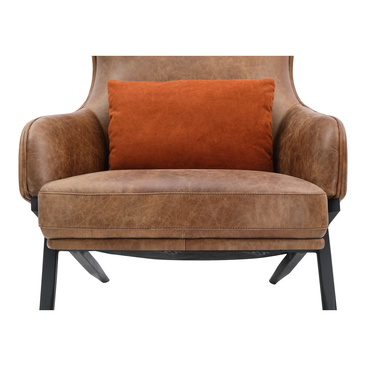 Amos - Leather Accent Chair - Brown