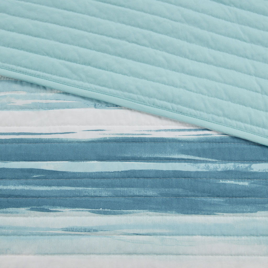 Marina - 6 Piece Quilted Coverlet Set - Aqua