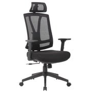 Office Chair With Adjustable Headrest & Back, High Back Swivel - Black