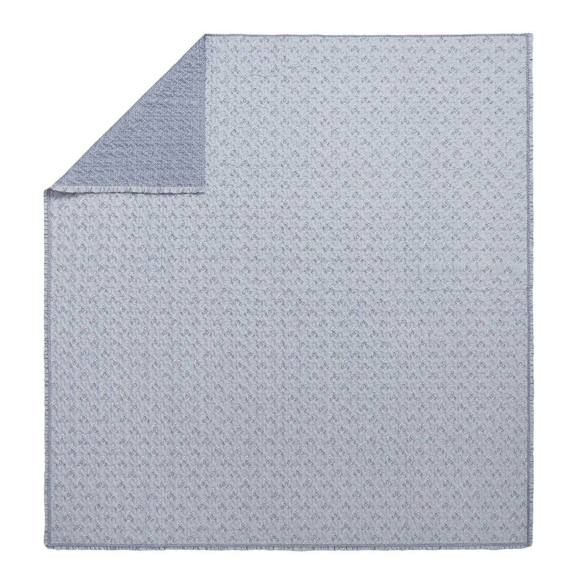 Linwood - King/California King 3 Piece Ruffle Printed Quilt Set - Blue