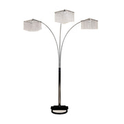 84" Silver Metal Three Light Arched Floor Lamp With Clear Crystal Square Shade