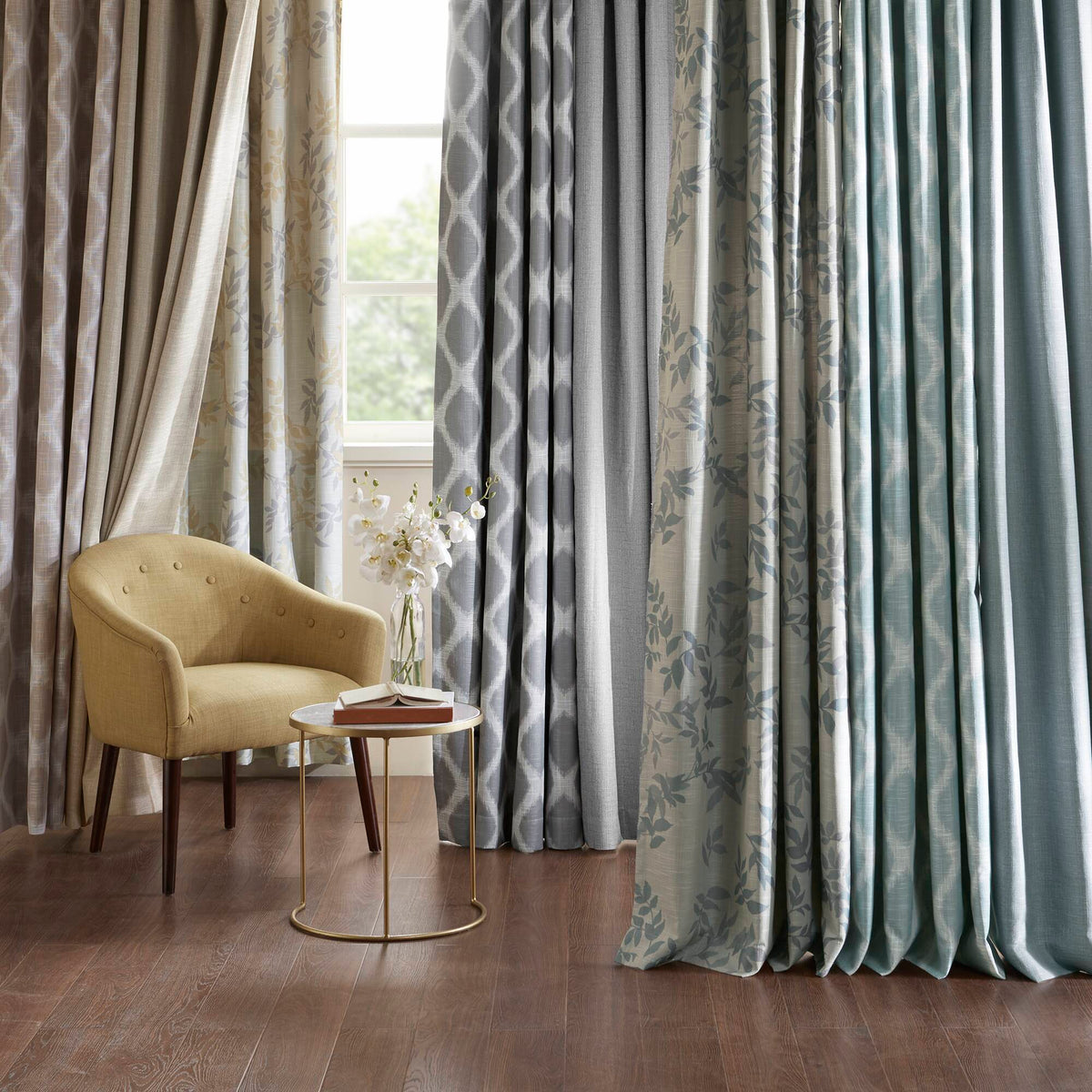 Blakesly - Printed Ikat Blackout Patio Curtain - Aqua