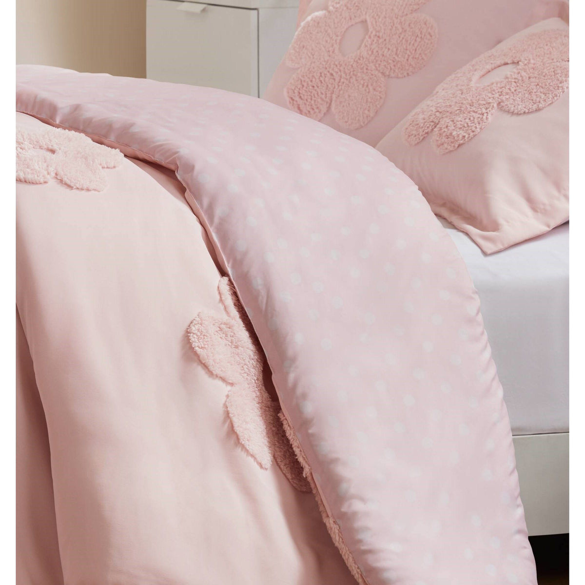 Gracie - Full/Queen Floral Reversible Duvet Cover Set - Pink
