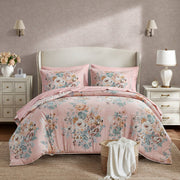 Heather - California King 7 Piece Vintage-Inspired Floral Print - Pink