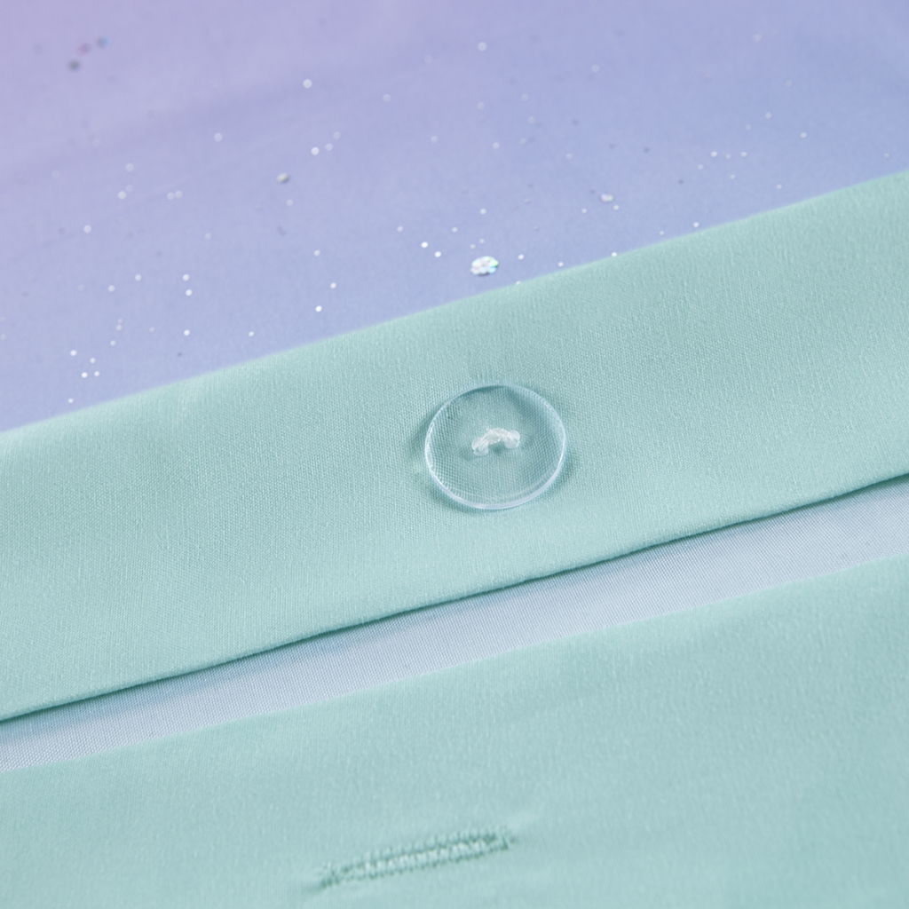 Glimmer - Twin Metallic Glitter Printed Reversible Duvet Cover Set - Aqua
