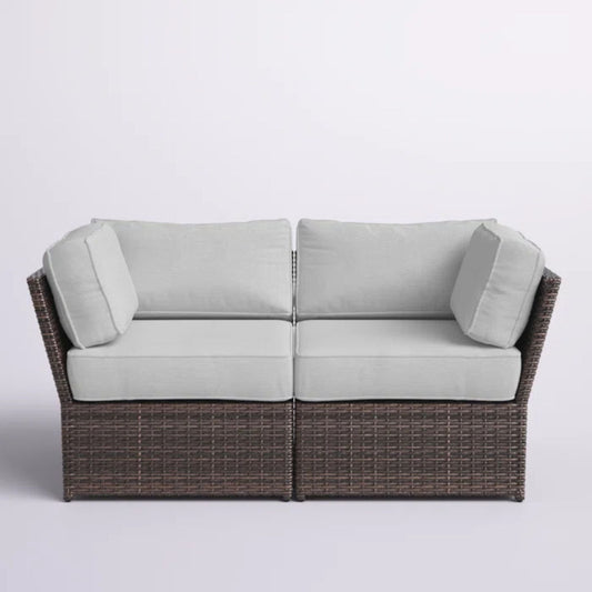 Outdoor Wicker Loveseat With Cushions Patio Seating Wicker - Brown