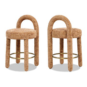 Penny - Round Arched Fully Upholstered Counter Stool (Set of 2) - Orange