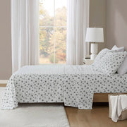 Cozy Cotton Flannel - Twin Long Printed Sheet Set - Black Snowflakes