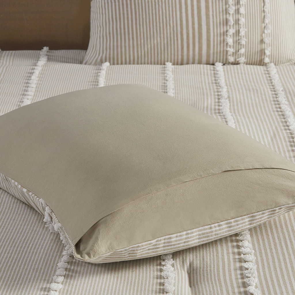 Anslee - 3 Piece Yarn Dyed Comforter Set - Taupe