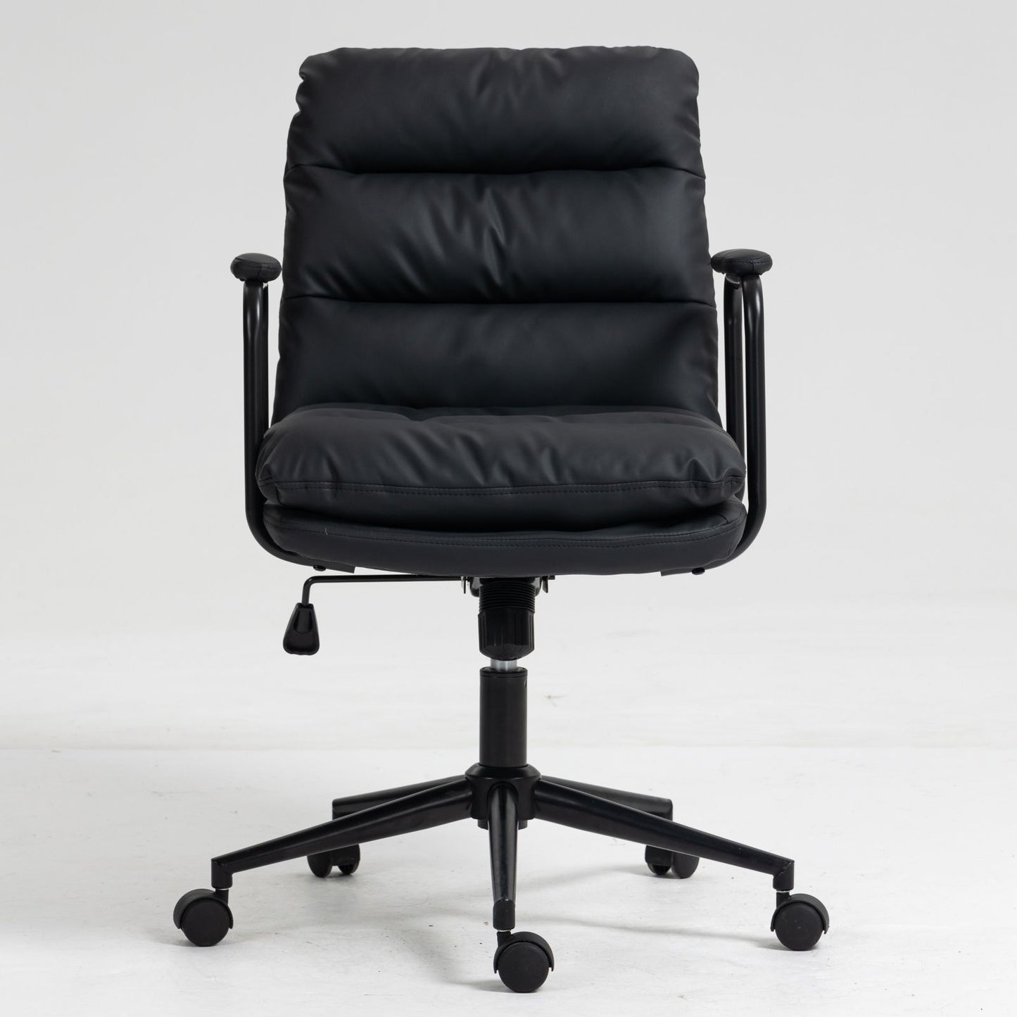 Office Chair, Mid Back Home Office Desk Task Chair With Wheels And Arms Ergonomic Computer Rolling Swivel Chair With Padded Armrest