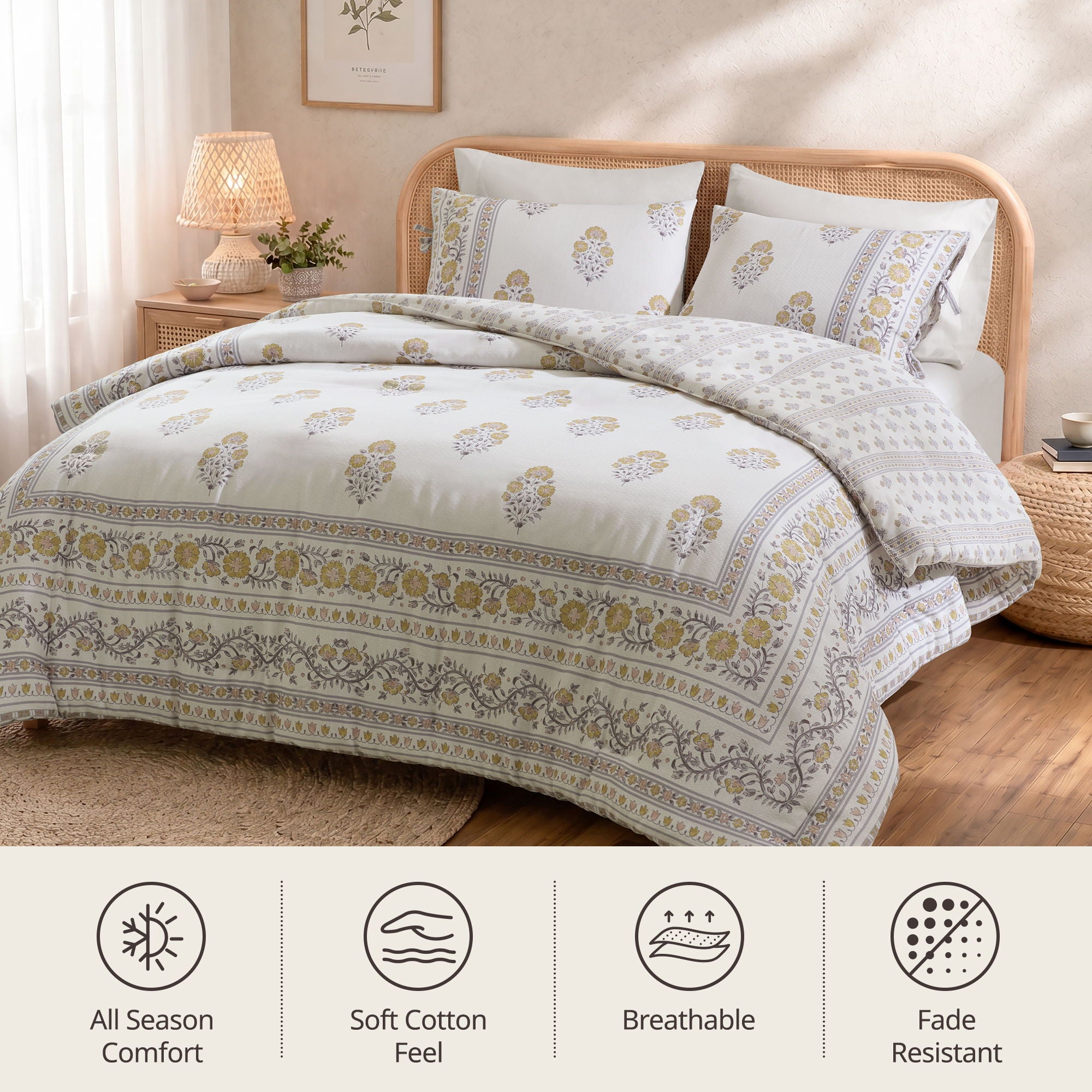 Thalia - Full/Queen Duvet Set - Blush/Gold