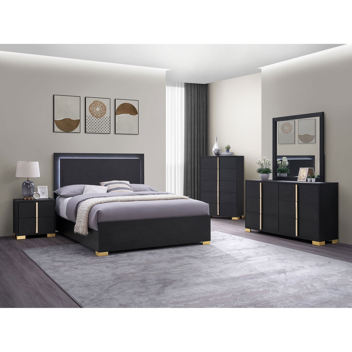 Jeremiah - Bedroom Set With LED Headboard
