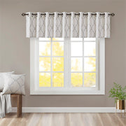 Saratoga - 18" Fretwork Print Grommet Top Window Valance - Ivory