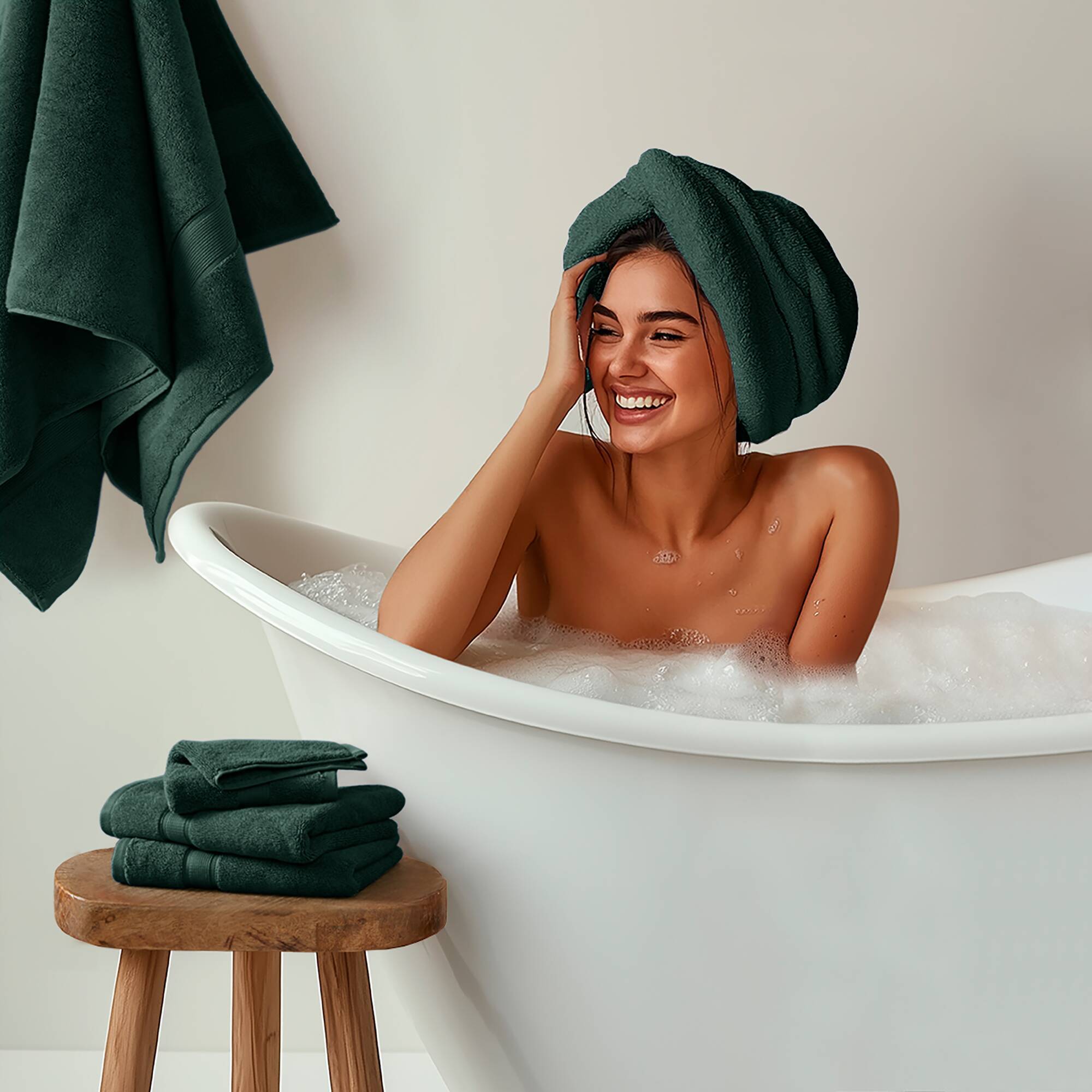 800GSM - 8 Piece Antimicrobial Towel Set - Dark Green