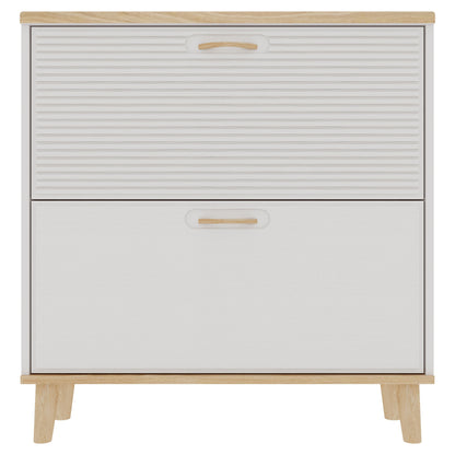 Narrow - Entryway Shoe Storage Cabinet With 2 Flip Drawers Legs - Natural / White