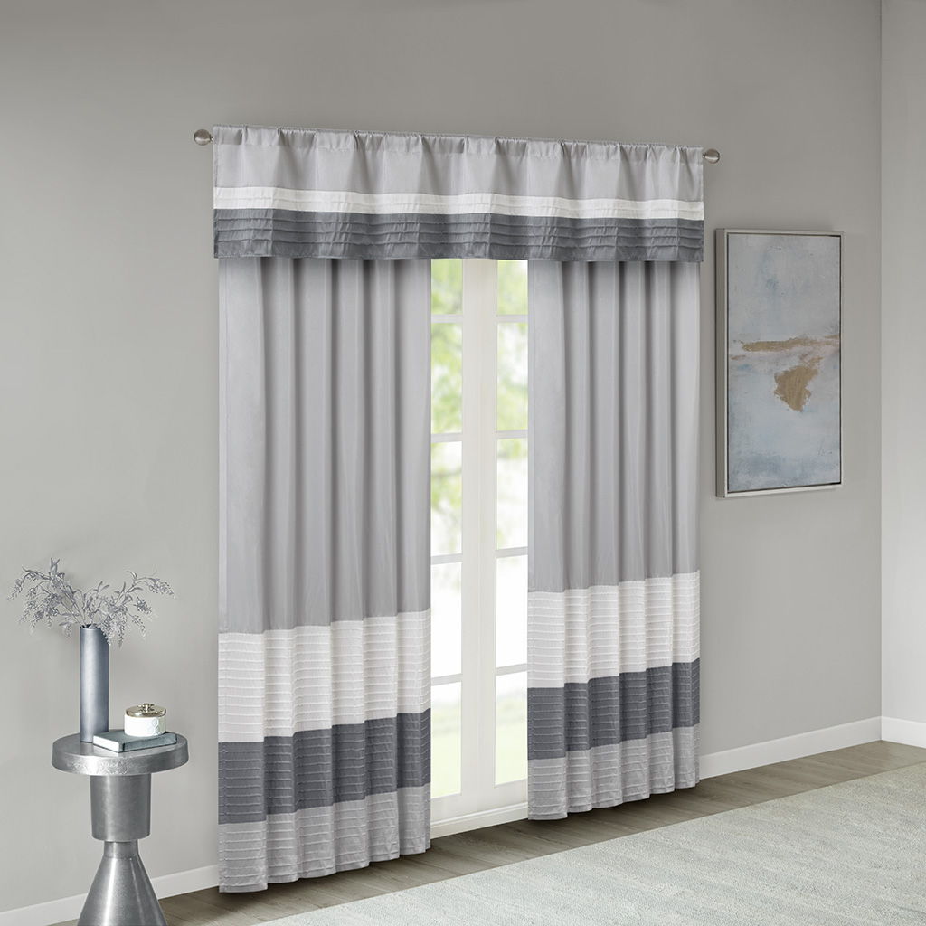 Amherst - Polyoni Pintuck Valance - Gray