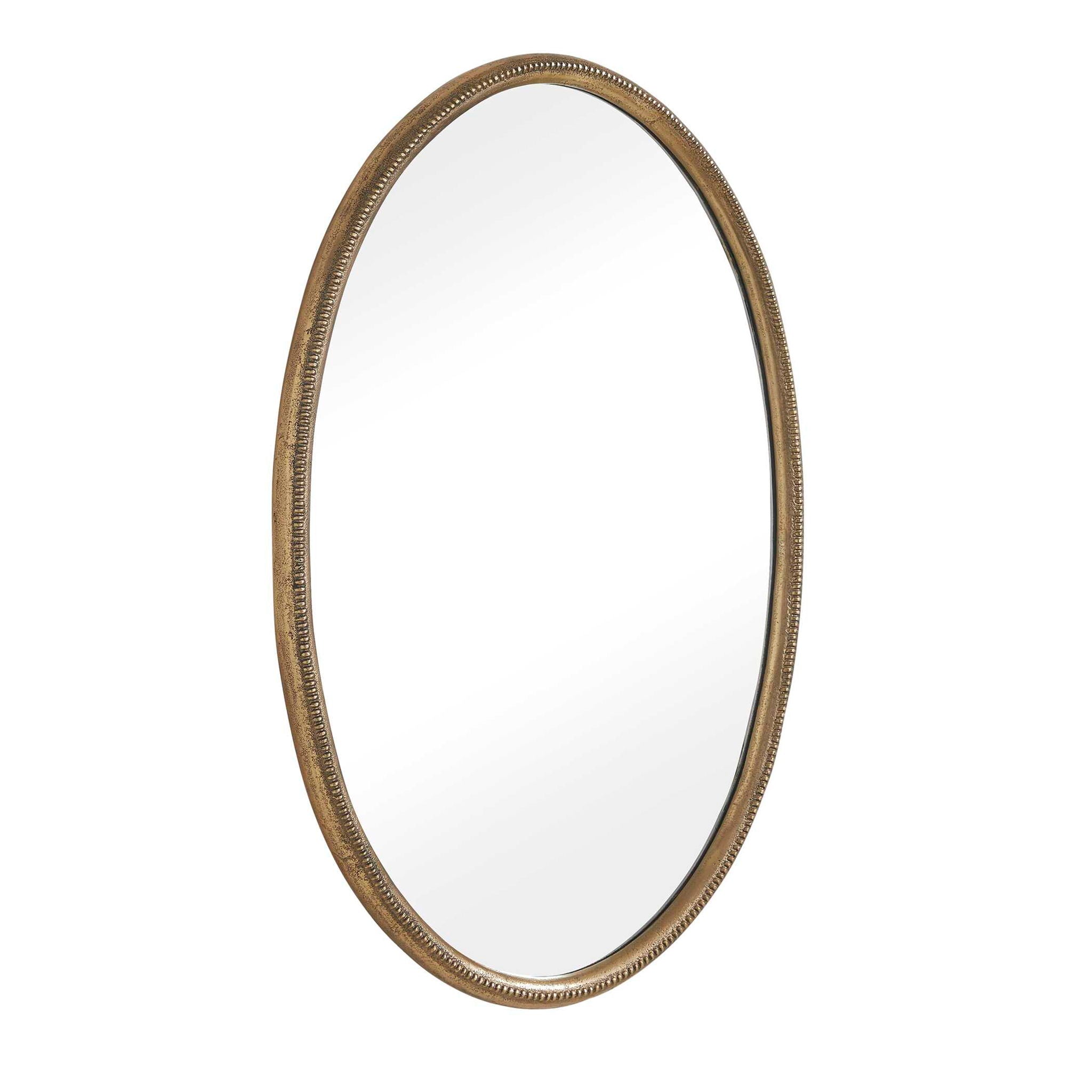 Ellis - Beaded Oval Mirror - Brass
