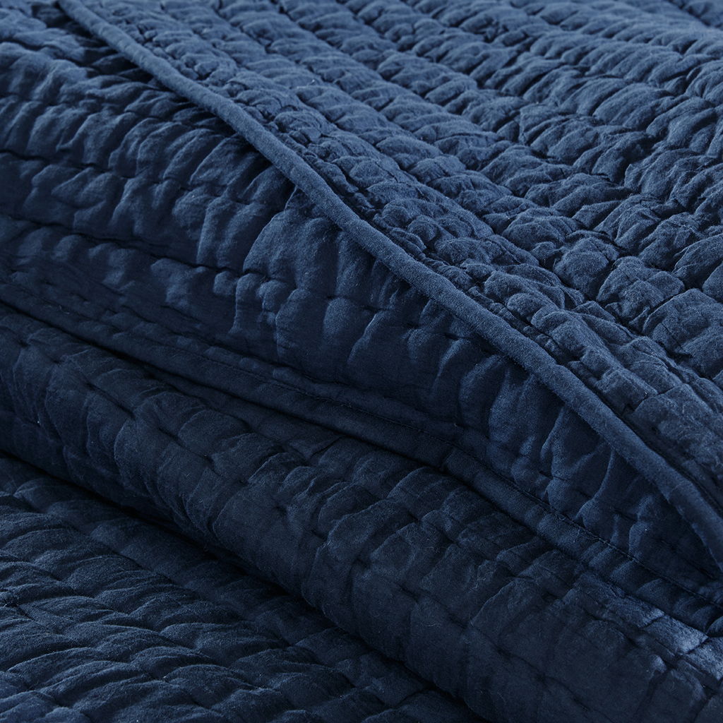 Serene - Hand Quilted Coverlet Set - Blue