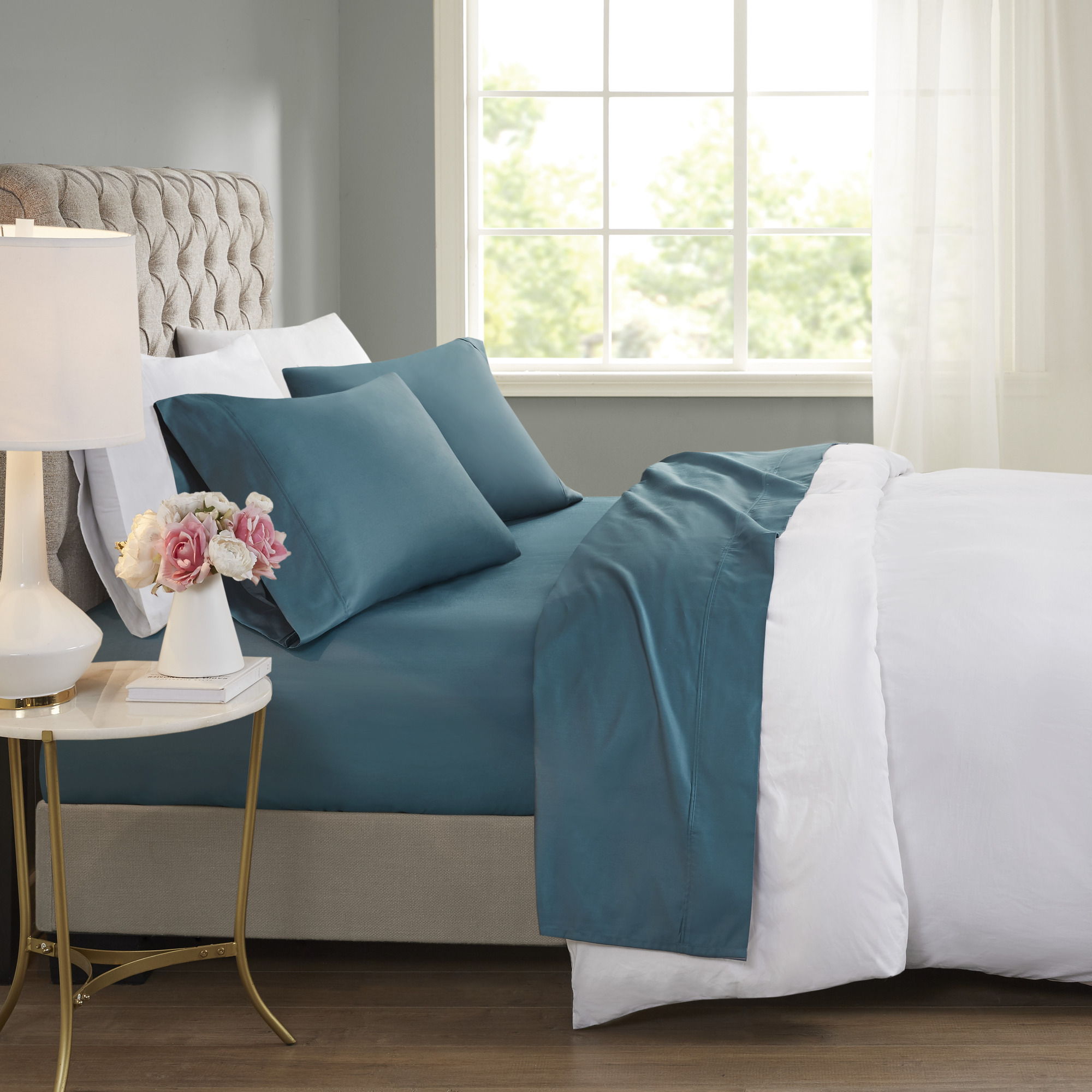 600 Thread Count - California King Cooling Blend 4 Piece Sheet Set - Teal